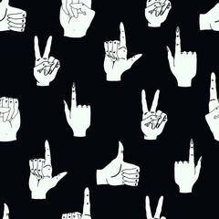 Fototapeta premium Seamless pattern with hands gestures