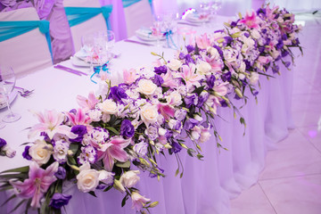 Beautiful wedding table with flower decoration