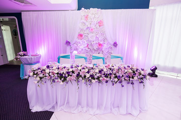 Beautiful wedding table with flower decoration