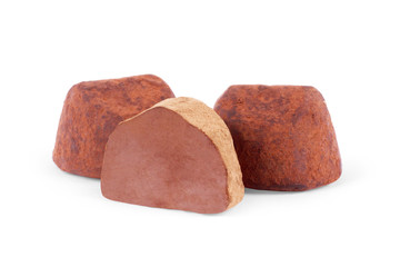 chocolate truffle isolated on white background