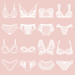 Collection of lingerie. Panty and bra set. - 126095075