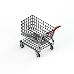 Empty shopping cart. Isolated on white background. 3D rendering