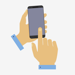 Set of hand holding smart phone
