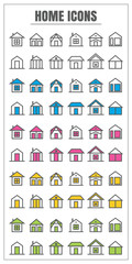 icons home thin line color black blue pink Yellow green vector S