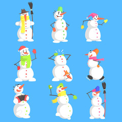 Classic Snowmen Made Of Three Snowballs Character Set