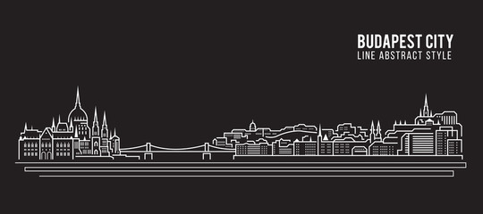 Naklejka premium Cityscape Building Line art Vector Illustration design - Budapest city