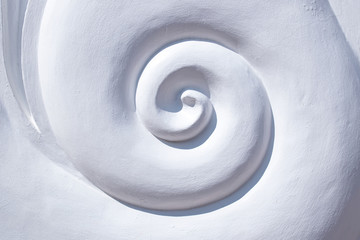 Close up White spiral wall abstract background