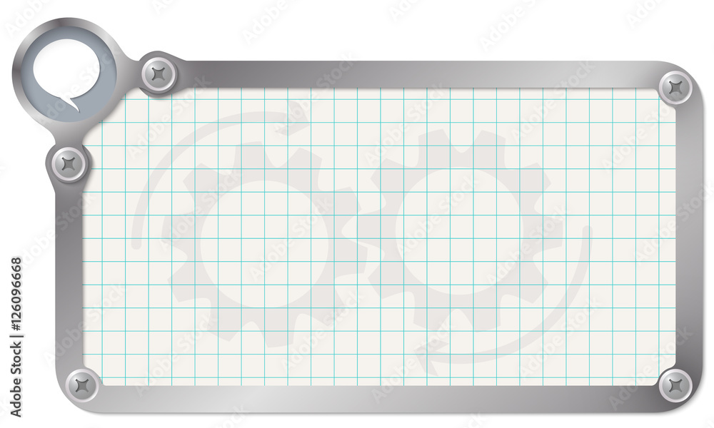 Poster metal frame for your text with graph paper and speech bubble