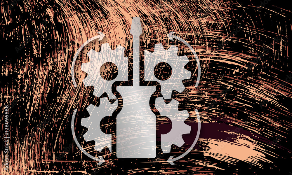 Poster vector abstract scratched rusty background and tools icon