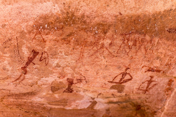 The famous prehistoric rock engravings at Twyfelfontein, tourist attraction and travel destination in Namibia, Africa.