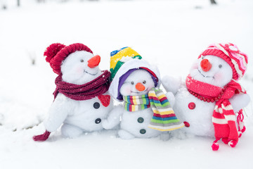 Happy snowman family