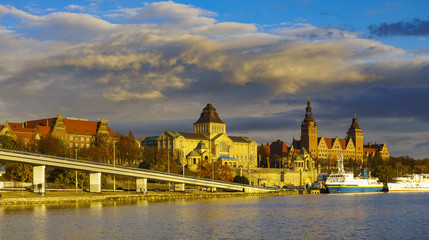 panorama of Old Town in Szczecin (Stettin) City
