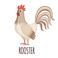 White Rooster in flat style.