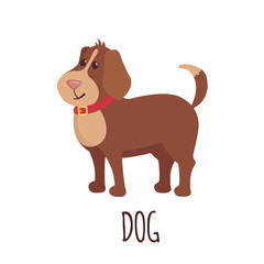 Cute dog in flat style.