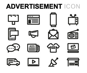 Vector line advertising icons set