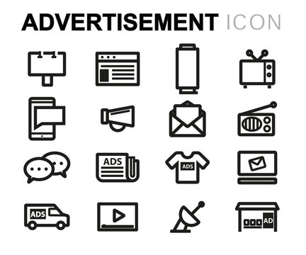 Vector Line Advertising Icons Set