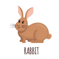 Cute rabbit in flat style.