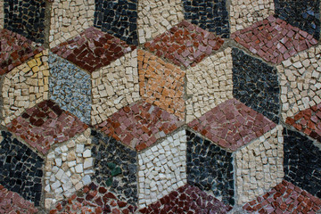 Pattern cube of the mosaic on the wall, ceramic tile