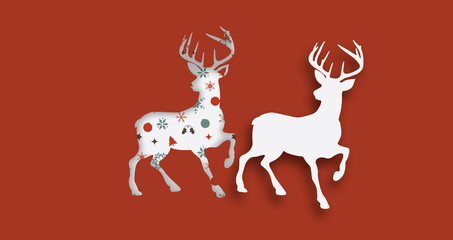 christmas reindeer in paper design