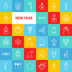 Line Happy New Year Icons