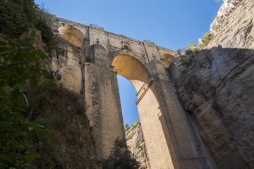 New Bridge over Guadalevin River in Ronda, Malaga, Spain. Popula