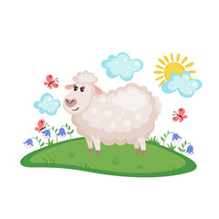 Obraz na płótnie Canvas Cute sheep on a meadow.