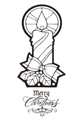 Candle for Merry Christmas. Catholic symbol
