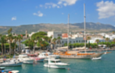 Fototapeta na wymiar Greece. Dodecanesse. Island Kos. Kos town. Harbor. In blur style