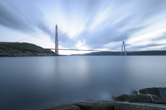 Fototapeta New bosphorus bridge of Istanbul. Yavuz Sultan Selim Bridge 