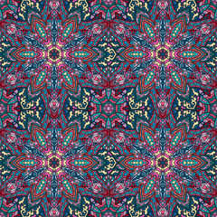 Ornate floral seamless texture, endless pattern with vintage mandala elements.