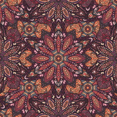 Ornate floral seamless texture, endless pattern with vintage mandala elements.