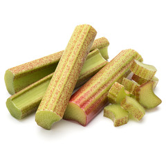 rhubarb stem isolated on white background cutout