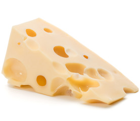 Cheese block isolated on white background cutout