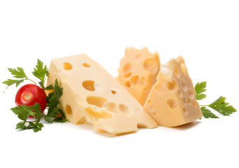 Cheese block isolated on white background cutout