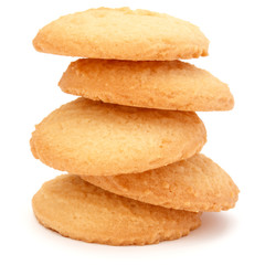 stacked short pastry cookies isolated on white background