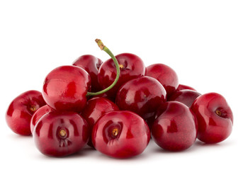 cherry berries pile isolated on white background cutout