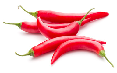 red chili or chilli cayenne pepper isolated on white  background