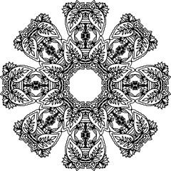 Ornament black floral mandala.