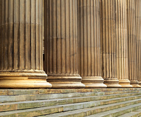 Sandsone columns on St Georges Hall Liverpool UK