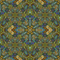 Ornate floral seamless texture, endless pattern with vintage mandala elements.