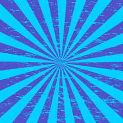 Retro grunge light and dark blue sunburst background