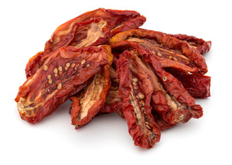 Dried tomatoes isolated on white background cutout