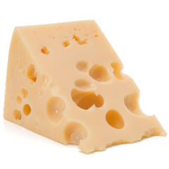 Cheese block isolated on white background cutout