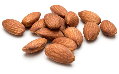 almond nuts isolated on white background close up