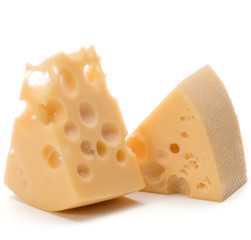 Cheese block isolated on white background cutout