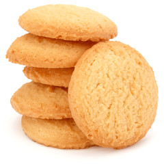 stacked short pastry cookies isolated on white background