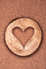 One wooden heart on rustic wood background. Valentines days conc