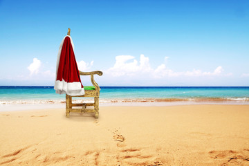 santa claus chair and beach 