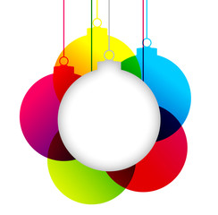 Christmas background - Colorful hanging baubles