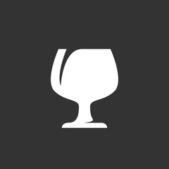 Wineglass logo on black background. Vector icon